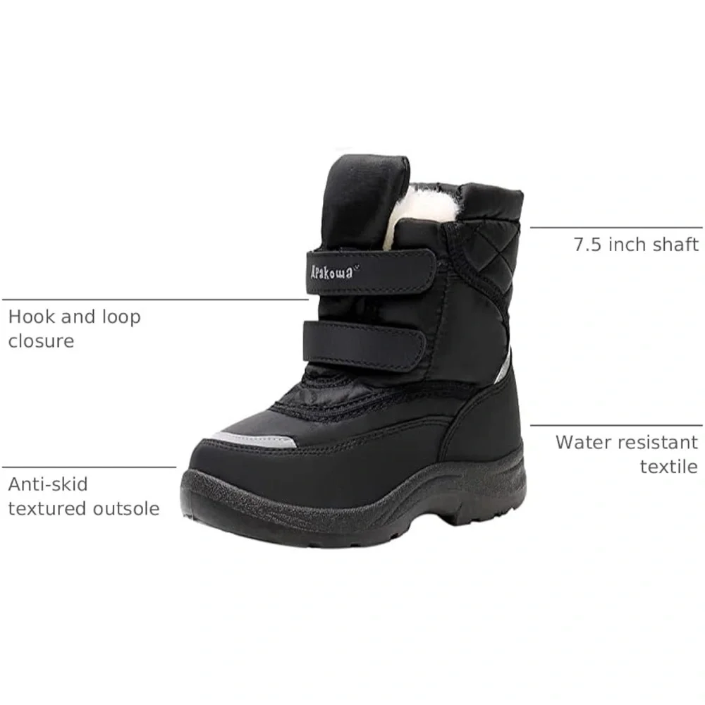 Apakowa Kid's Boys Girls Winter Snow Boots 1 little kid/ 641